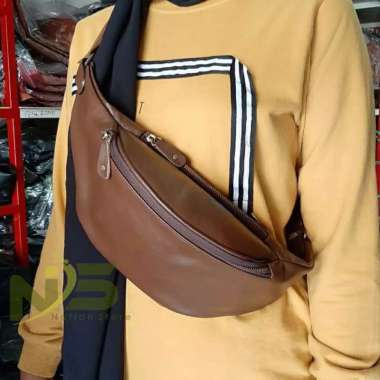 ( Naflah Store ) Tas Pria Kulit Papirut Asli Garut Selempang Fashion Pria Terbaru Coklat Tua
