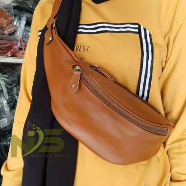 ( Naflah Store ) Tas Pria Kulit Papirut Asli Garut Selempang Fashion Pria Terbaru Tan