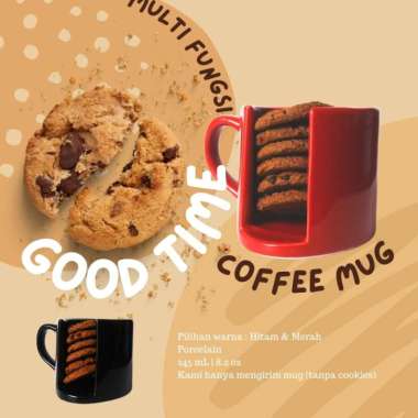 GOOD TIME Porcelain Mug | Gelas Kopi Keramik | Cangkir Kopi Susu Hitam