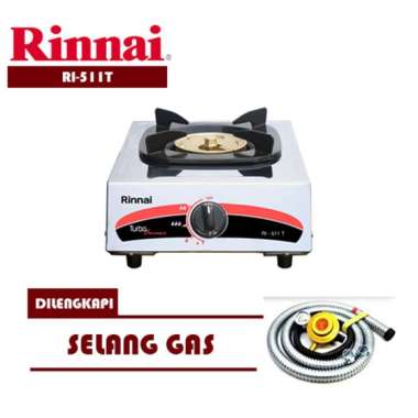 RINNAI RI-511T Kompor Gas 1 Tungku Stainless Dilengkapi Selang Gas