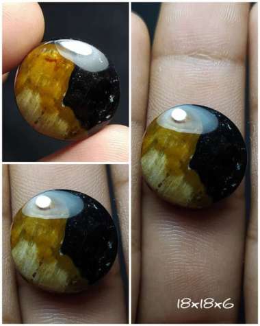 Natural Batu Akik Motif Gambar Logo Simbol Yin Yang Antik 38