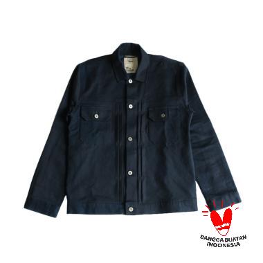 Patan Goods Gold Fish Vintage Denim Jacket Pria - Navy Blue
