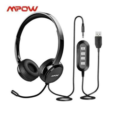 Earphone Headset Call Center ZOOM Usb Noise Reduction Wired Mpow PA071 - 1Box 1Pcs