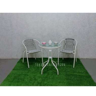 1Set Kursi Teras Rotan Sintetis Abiel Grey ( Free Ongkir Cilegon Serang ) abu