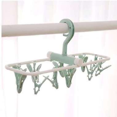 ONE-C282 Gantungan Baju Lipat Jepitan 12IN1 / Hanger Jemuran Baju Plastik Tebal / Hanger Kaos Kaki /