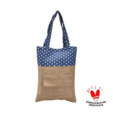 Rumah Karung Goni Polkadot Tote Bag Wanita - Blue