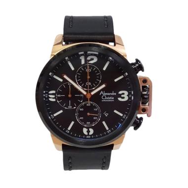Alexandre Christie Chronograph Jam Tangan Pria [AC6280MC] Black Rose Gold