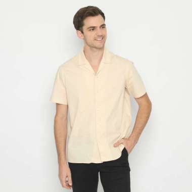 Platini Kemeja Polos Pria Kerah Hawai Katun Cream 73260 L