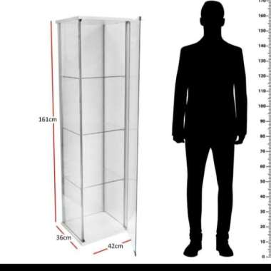 lemari pajangan lemari hiasan kaca newvy curio informa 4 tier hitam