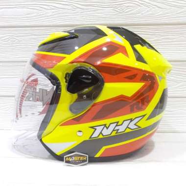 Helm NHK R6 Motif starco Yellow Flourecent Silver Half Face L