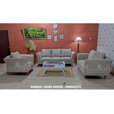 Sofa Ruang Tamu Modesty 321 Seater Minang Standart 17 + Meja Retro Blotic Warna Multicolor