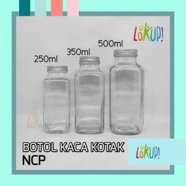 BOTOL KACA french square - KOTAK /Glass Bottle Minuman Kopi/Susu/Juice/Teh/Jus/Minyak/bumbu dapur- N