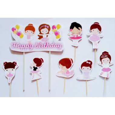 satu set cake topper toper hiasan kue ulang tahun karakter balet balerina ballerina mix