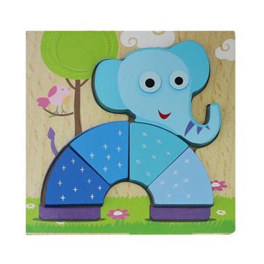 MOMO Gajah Kayu Mainan Puzzle Anak