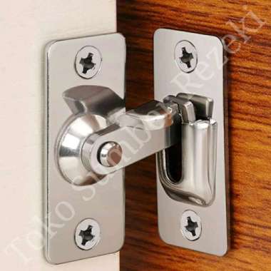 Pengait Kunci Geser Pintu Stainless Steel Besi Putar Baja Lock Door Sudut 90 Derajat Kait Cantolan K