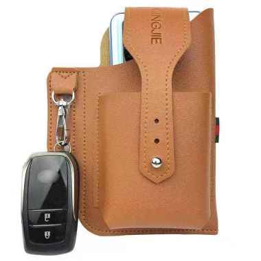 SARUNG DOMPET HP Pinggang PRIA Kulit Asli 100% OSSHP01 BROWN