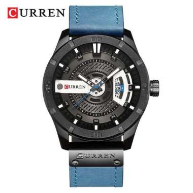 CURREN 8301 Jam Tangan Pria Analog Tali Kulit Chronograph Aktif Biru