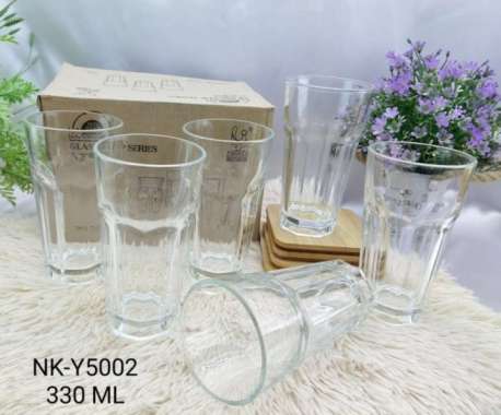 6pcs Set Gelas Kaca Bening Gelas Ikea Cantik Mug Glass Cup NK-Y5002