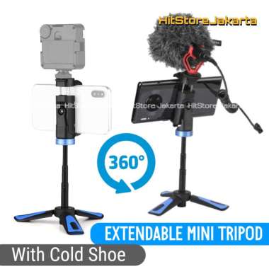 Extendable Mini Tripod Smartphone Tripod Vlog Cold Shoe Phone Clip Mirrorless Mini Tripod Camera GoP
