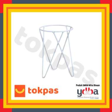 Standing Pot Single Segitiga 30 cm / Standing Pot Bunga Besi Putih