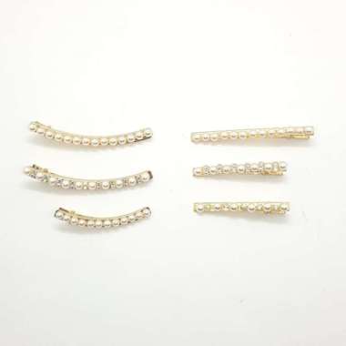 J20-6/11 - Jepit Pearl Hairclip Jepitan Rambut Korea Mutiara Jilbab LENGKUNG MUTIARA PENDEK