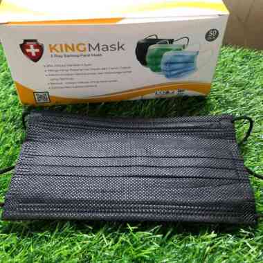 Masker Dewasa 3Ply King Mask / Earloop / Face Mask / 3 Ply | 50 Pcs Hitam