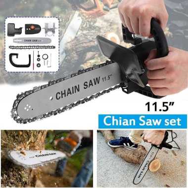 Gergaji Mesin Mini Listrik Cas Murah / Gergaji Mesin Elektrik Chainsaw 11.5 Inch - ABT317 Hitam