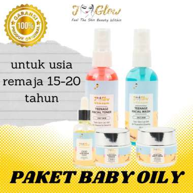 Jglow j glow skincare paket baby jglow oily skin oil control set perawatan wajah berminyak berjerawa