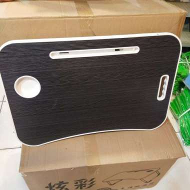 Meja Belajar /Laptop Lipat Polos Uk.60X40X28Cm Kayu hitam