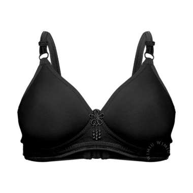 WIMIU Bra BH Wanita Pakaian Dalam Wanita 1313 Busa Tipis Tanpa Kawat Black 40