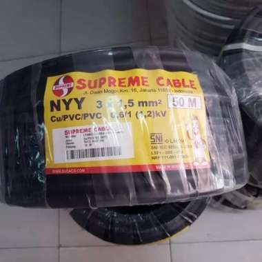SUPREME NYY 3x1.5mm PER METER Hitam / Kabel Kawat isi 3 TEMBAGA SNI