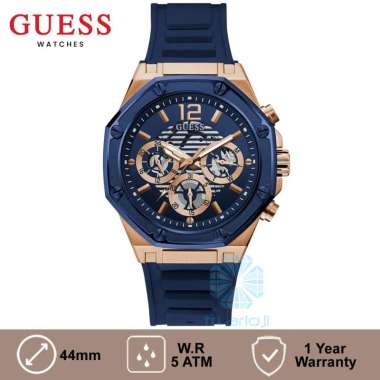 GUESS GW0263G2 Original MOMENTUM Jam Tangan Pria Analog Biru Rosegold