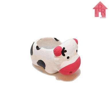 Prakarya  Tanah Liat Sapi Asbak Unyu  Merah Muda