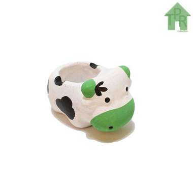 Prakarya  Tanah Liat Sapi Asbak Unyu  Hijau