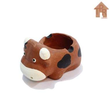 Prakarya  Tanah Liat Sapi Asbak Unyu  Coklat