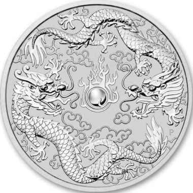 Koin Perak 2019 1oz Silver Coin Double Dragon Perth Mint 1 oz Dua Naga