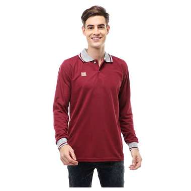 Hamlin Jack Atasan Formal Pria T-Shirt Kaos Polo Polos Long Sleeve Material Cotton ORIGINAL - Maroon