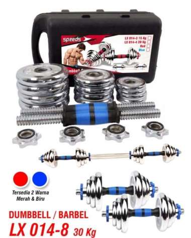 Dumbel Barbel Set Max 30kg Tiang Angkat Beban Besi 30 Kg 014-8 + Box