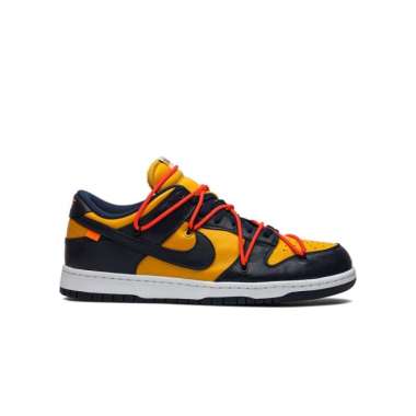 navy blue and yellow low dunks