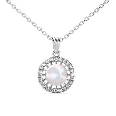 Chloe Pearl Pendant Kalung Kristal Crystal by Her Jewellery White Gold