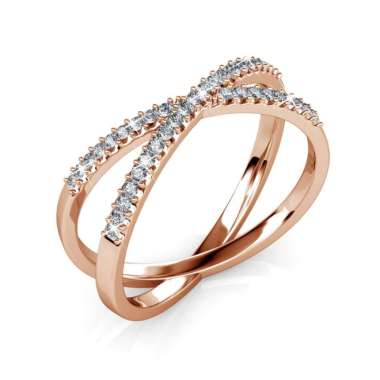 X Ring - Cincin Crystals by Her Jewellery - Rose Gold 7