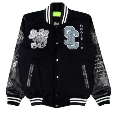 stalkme jacket varsity Rugby hitam S