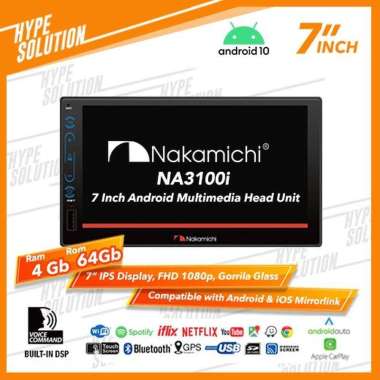 Nakamichi (2 din) Android NA-3100i 7 INCH RAM4GB /ROM 64GB Audio Mobil Black
