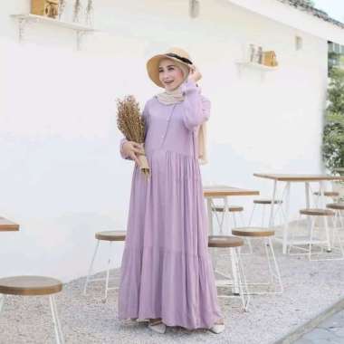 Dinda Dress - Gamis katun - Homy Dress wanita - Gamis polos katin Adem lilac