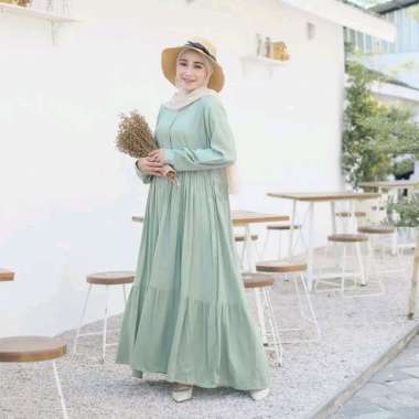 Dinda Dress - Gamis katun - Homy Dress wanita - Gamis polos katin Adem mint