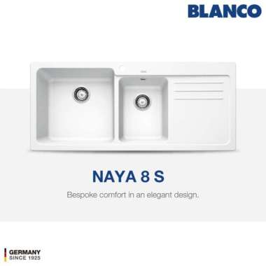 Kitchen Sink Bak Cuci Piring Granit 2 Lubang Sayap BLANCO Silgranit NAYA 8S - Pemasangan Topmount Wh