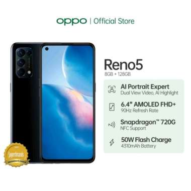 Oppo Reno 5 [8/128 GB] Garansi Resmi OPPO Starry Black