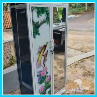 Lemari / Almari Baju Pakaian Kaca Pintu 2 Bahan Alumunium