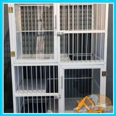 Kandang Kucing Aluminium // 2 Tingkat Pintu Kaca Minimalis