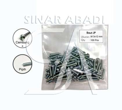 BAUT JP M 3 x 12 MM - SEKRUP SKRUP BAUT JP 3x12 ISI 100 PCS